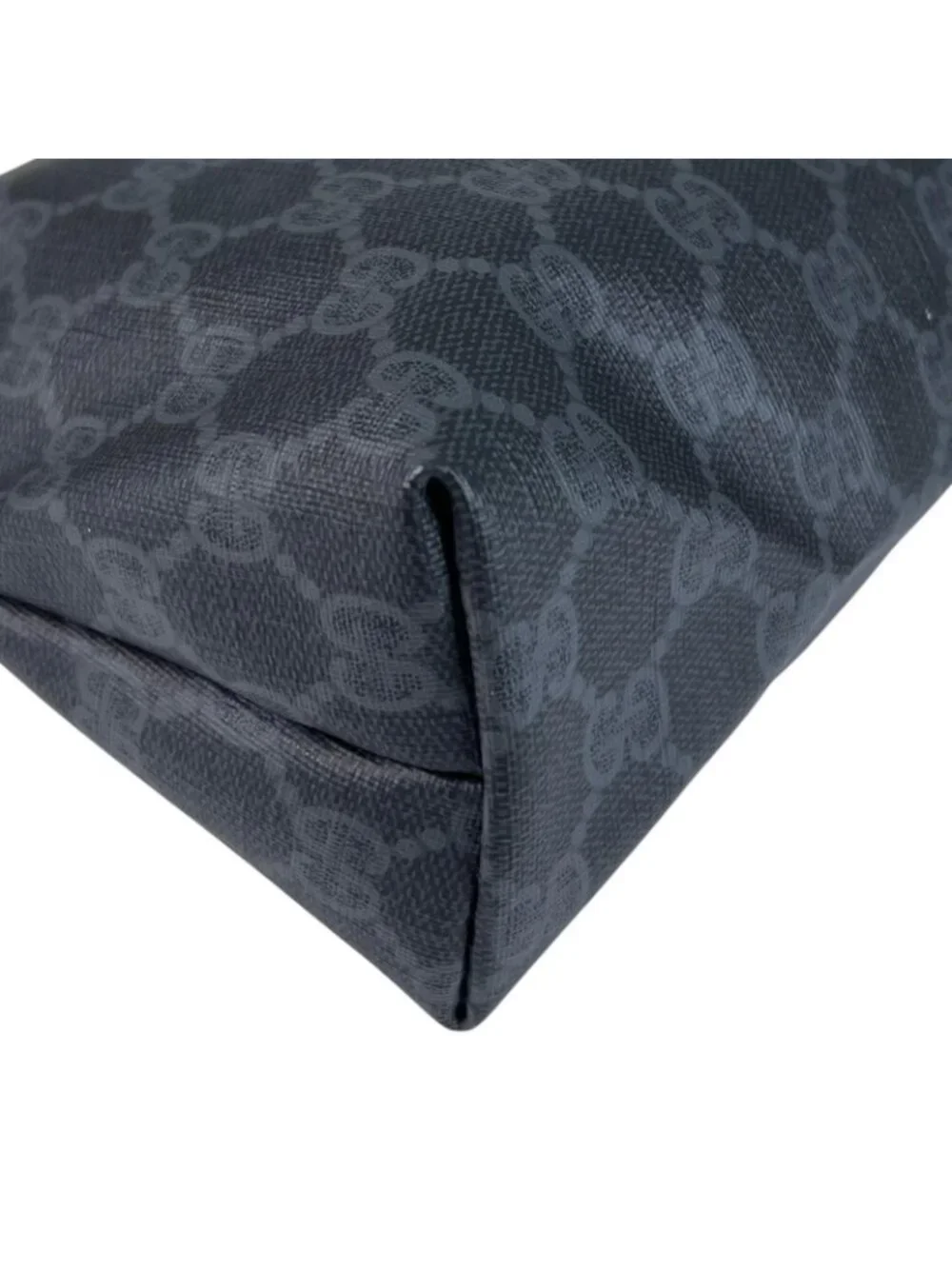 Gucci Vintage GG Plus Gray Black Clutch Gold 156.01.045